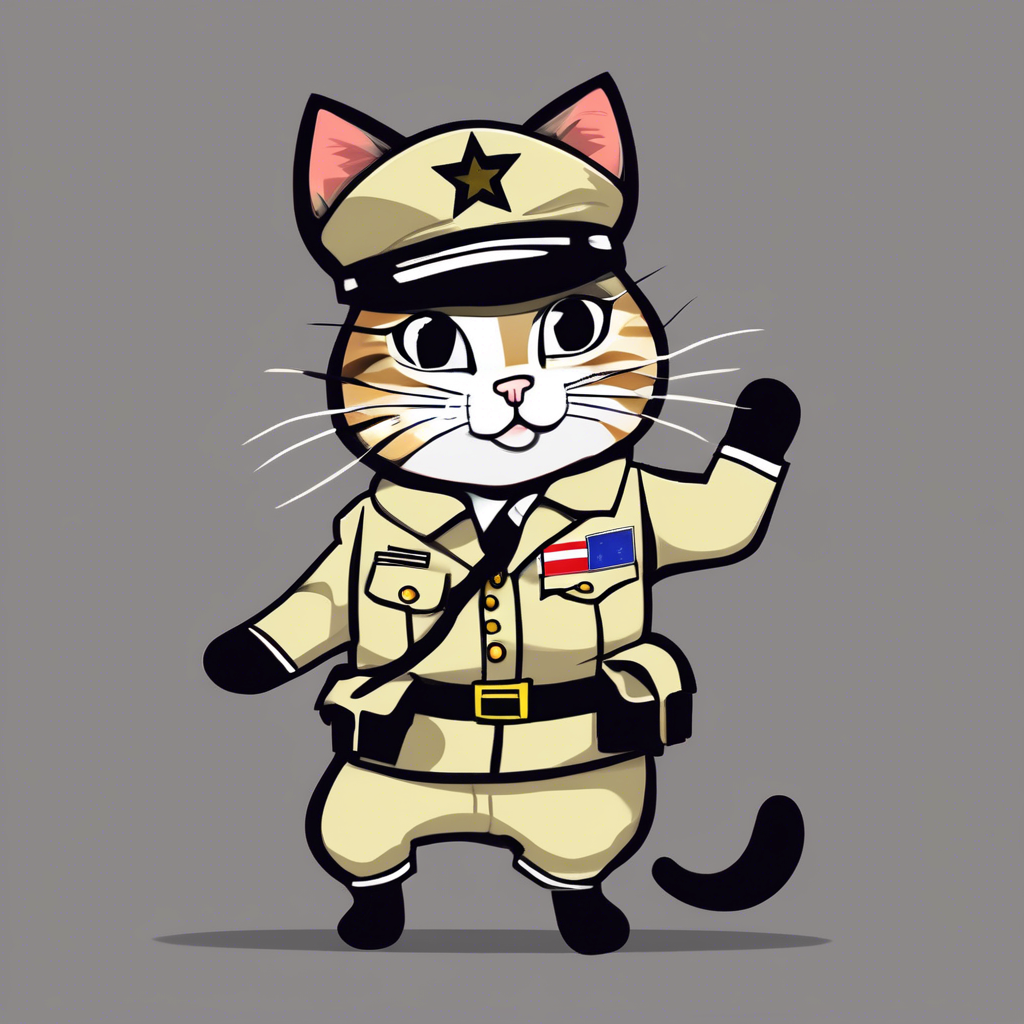 Cat dancing wearing USA army uniform