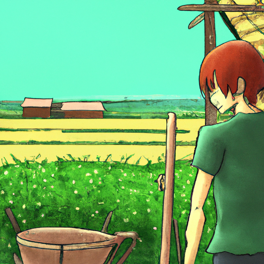 Farmer farming in village