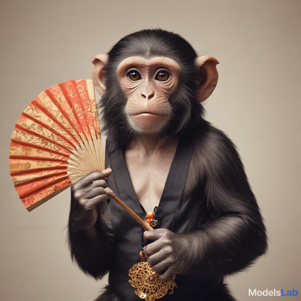 stylish monkey with fan